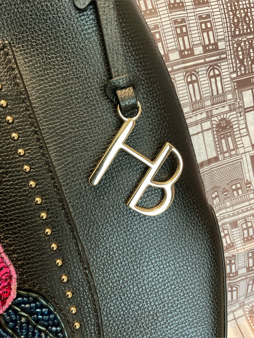 Henri Bendel West 57th Embellished Floral Appliqué Crossbody Hobo - Picture 5 of 16